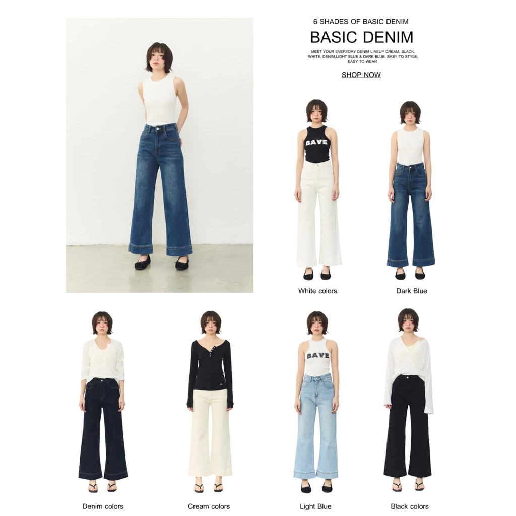 BAVE OFFICIAL - Basic denim ผ้ายืด BJ51669