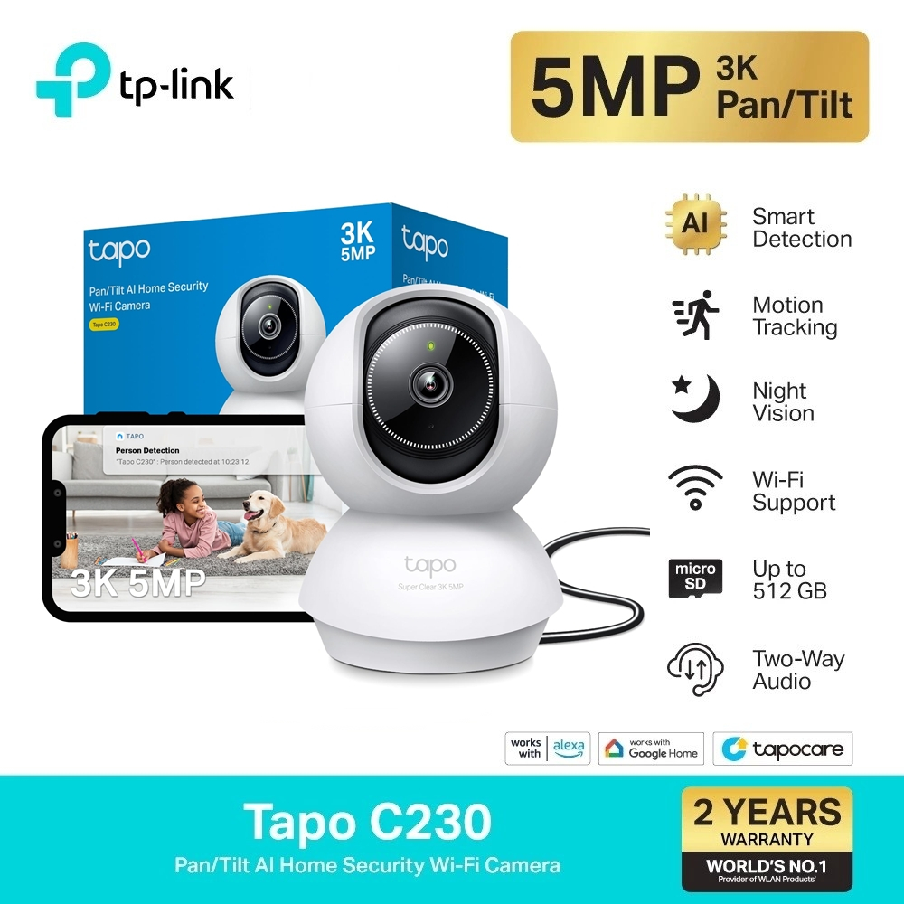 ⚡️กล้องวงจรปิดไวไฟ⚡️TP-Link (Tapo C230) 3K 5MP Pan/Tilt AI Home Security Wi-Fi Camera Two-Way Audio มี AI ตรวจจับ คมชัด