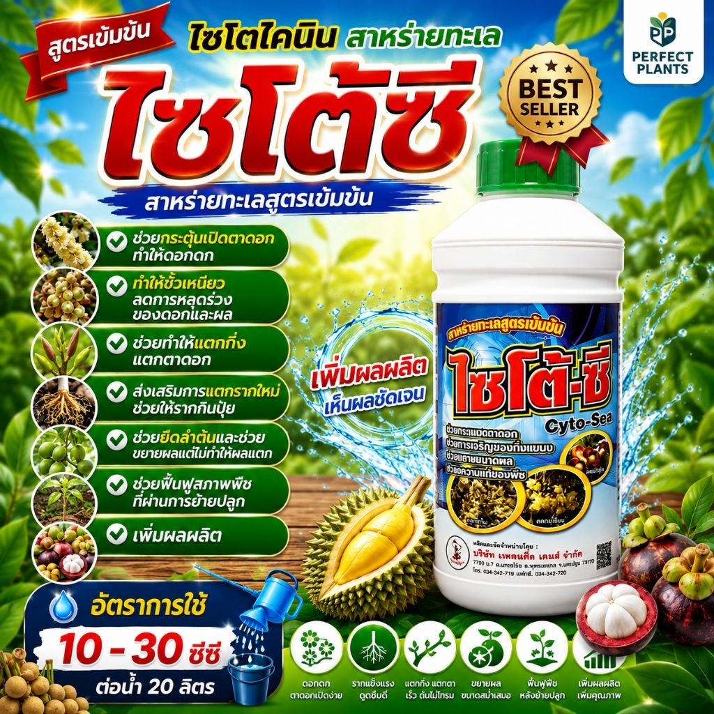 ไซโต้ซี  (ไซโตไคนิน)✨️ สาหร่ายทะเลสูตรเข้นข้น +อะมิโน ที่พืชต้องการ