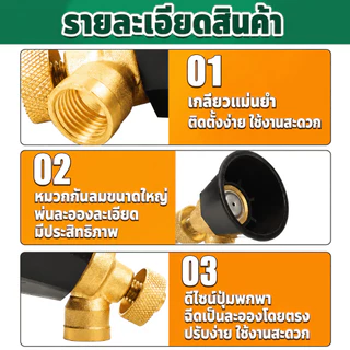 （COD）หัวฉีดพ่นยา หัวพ่นน้ำ หมวกดำทองเหลือง ปรับหัวได้ 360องศา หัวฉีดการเกษตร สวน พายุหมุนสีดำ ใช้รดน้ำ ฉีดปุ๋ย 1-2ชิ้น