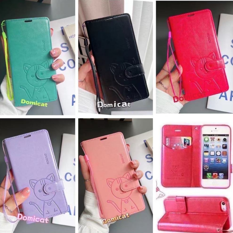 เคสฝาพับล็อค สำหรับ OPPO Reno7 7Pro 7Z 8Z Reno5 4 2F A1K F11Pro F7 F5 A3S A83 A37 A57 A39 ช่องใส่บัตรแถมสาย Domicat