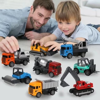 YUNLEOTOY ของเล่นรถตักดินเหล็กผสม 6 ชุด รถขุด รถถัง รถตัก รถปูน รถดั๊มพ์ รถยกของ ของเล่นเด็ก ขนาด 1:64