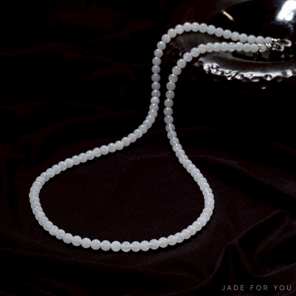 สร้อยคอหยกขาว Jadeite Type A (พม่า) 5.8 มม | ยาว 24 นิ้ว  - JADE FOR YOU