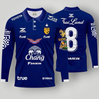 เสื้อกีฬาคอปกแขนยาว เสื้อคอปกแขนยาวพิมพ์ลายใส่ได้ทั้งชายและหญิง