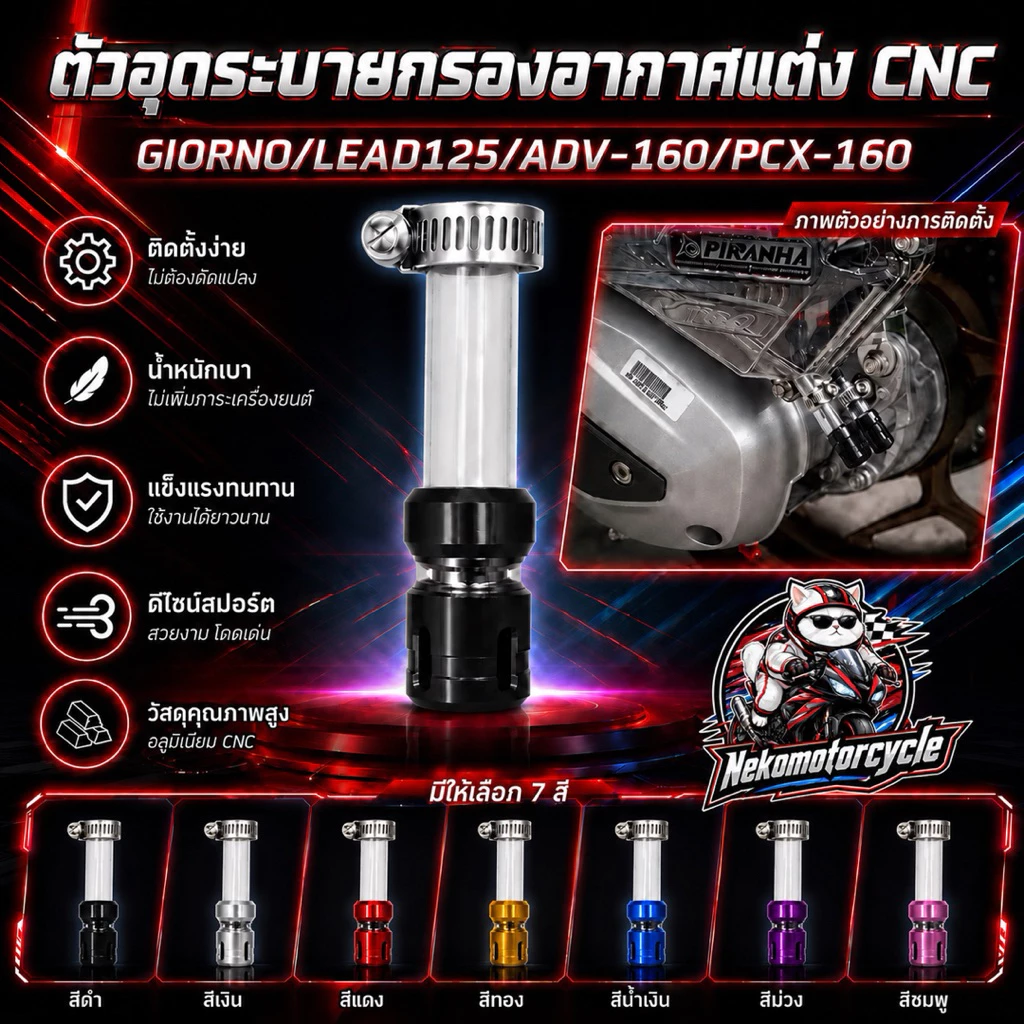 ตัวอุดระบายกรองอากาศแต่ง CNC Honda Giorno / Lead125 / ADV160 / PCX160 thumbnail 9