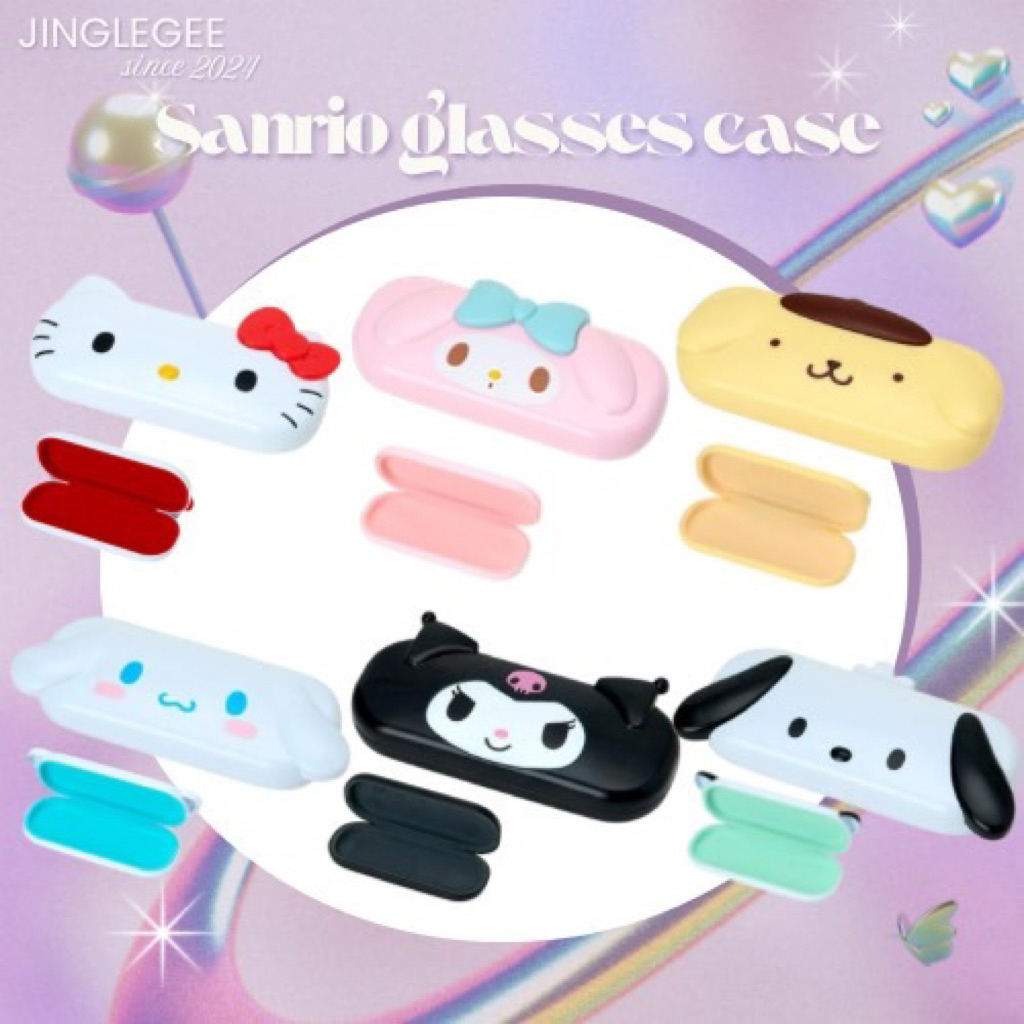 พร้อมส่ง กล่องแว่นSanrio กล่องใส่แว่นซานริโอ้ พร้อมผ้าเช็ดแว่น กล่องใส่แว่นkitty mymelody ของแท้จากSanrio Japan