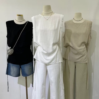B684 เสื้อแขนกุดผูกข้าง ลุคมินิมอลดูแพง ตัวนี้คือ เรียบแต่ดูดีมาก