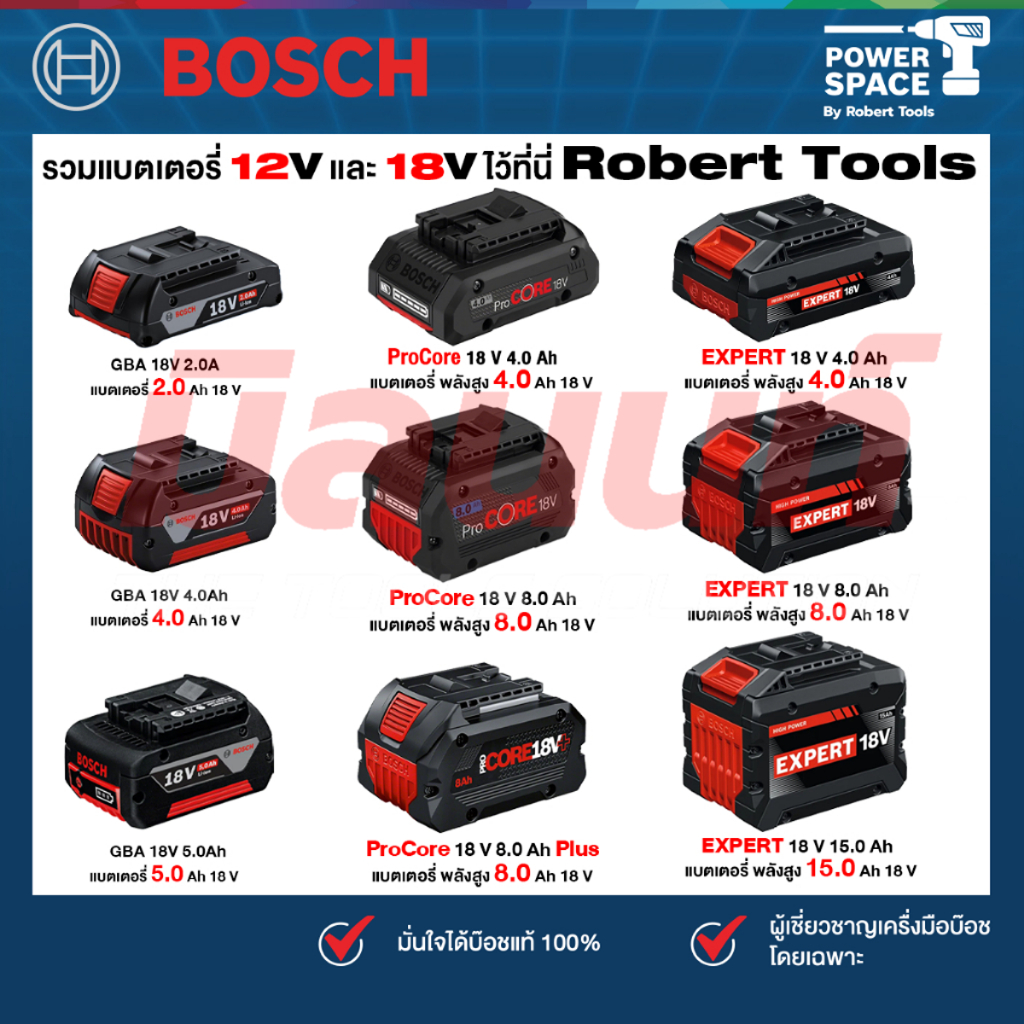 Bosch - รวมแบตเตอรี่ และแท่นชาร์จ ไว้ที่นี่ที่เดียว Robert Tools