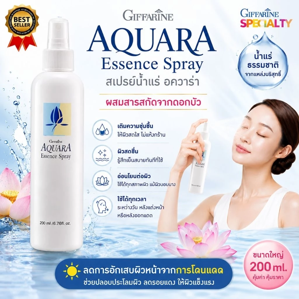 Water สเปย์น้ำแร่บำรุงผิวหน้า ฉีดก่อน/หลังแต่งหน้าติดทนนาน​ น้ำแร่กิฟฟารีน​ได้