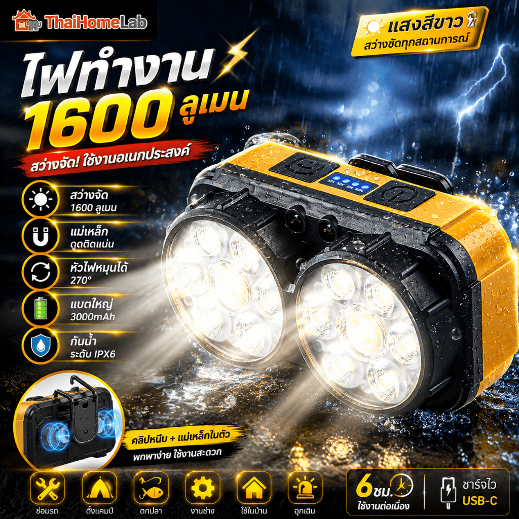 กําลังสูง ชาร์จผ่าน ไฟฉาย LED ไฟฉายพกพา ชาร์จไฟได้  ใช้งานได้นาน และสีน้ําเงิน กันน้ํา สําหรับตั้งแคมป์ เดินป่า