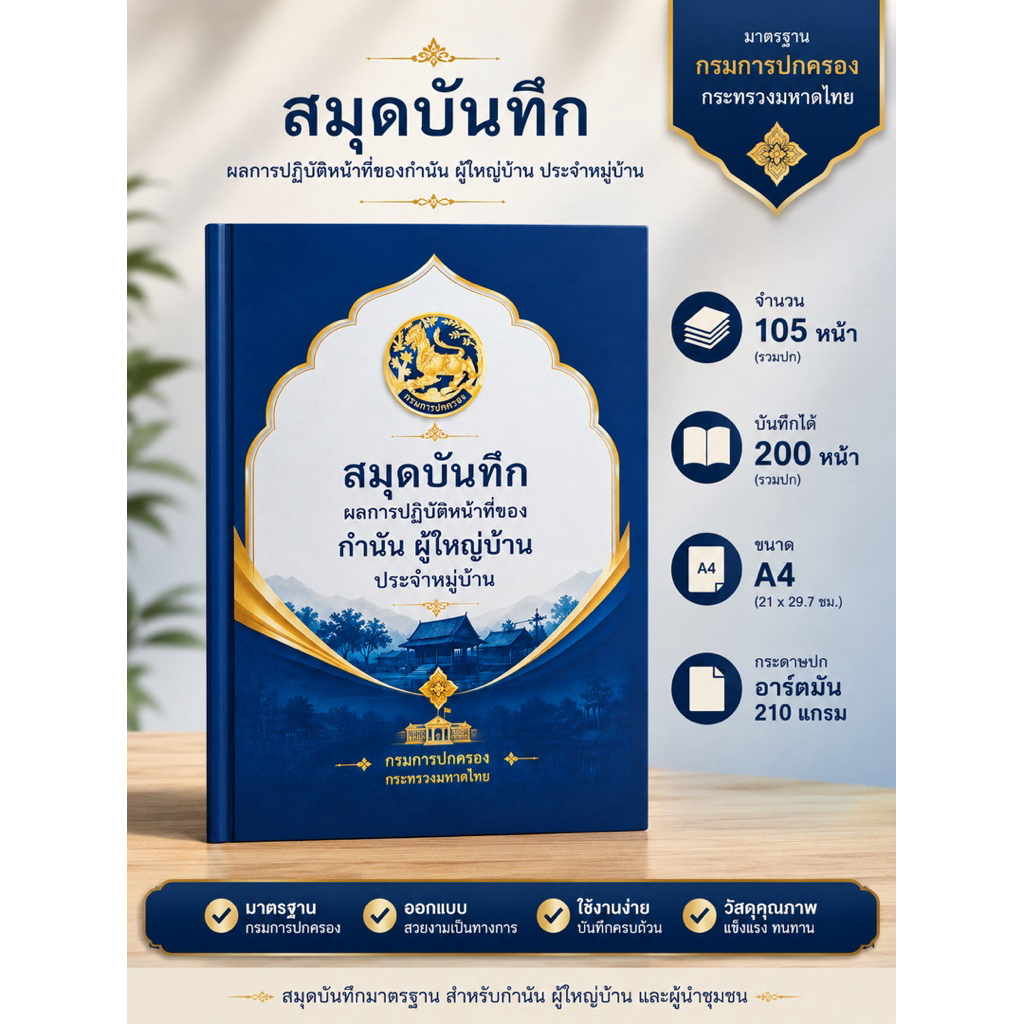 สมุดบันทึกการ ปฎิบัติหน้าที่กำนัน/ผู้ใหญ่บ้าน