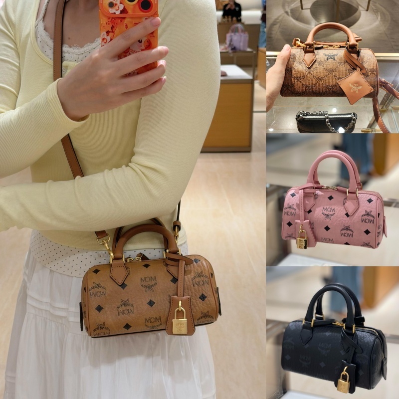 แท้ 💯% MCM Ella Pillow bag Boston Tote Bag มัลติฟังก์ชั่ กระเป๋ามินิใต้วงแขน กระเป๋าสะพายสไตล์ใหม่