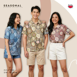 เสื้อแตงโม (SUIKA) -เสื้อยืดคอปกแขนสั้น พิมพ์ ลายดอกไม้/กราฟฟิก (P.P-082 072 182 195 196)