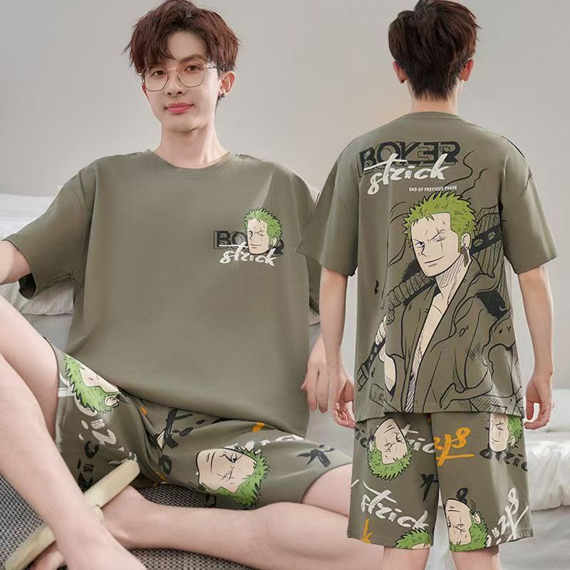ชุดนอน/ชุดลำลองแขนสั้นทรงหลวมสไตล์เกาหลี เหมาะสำหรับผู้ชายและวัยรุ่น สินค้าใหม่สำหรับฤดูร้อนปี 2026 สามารถใส่ไปข้างนอกได