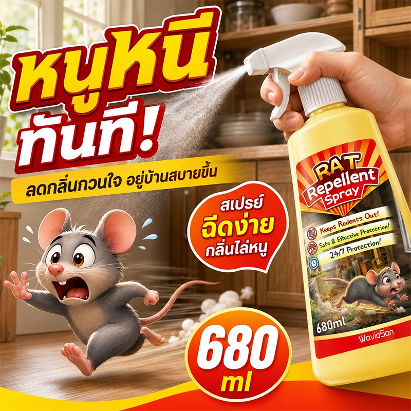 🐁ป้องกันนาน🐀ยาไล่หนู สเปรย์ไล่หนู 680ml ไล่หนูแรง สูตรปลอดภัย ของใช้ประจำบ้าน ช่วยลดกลิ่นจากหนู