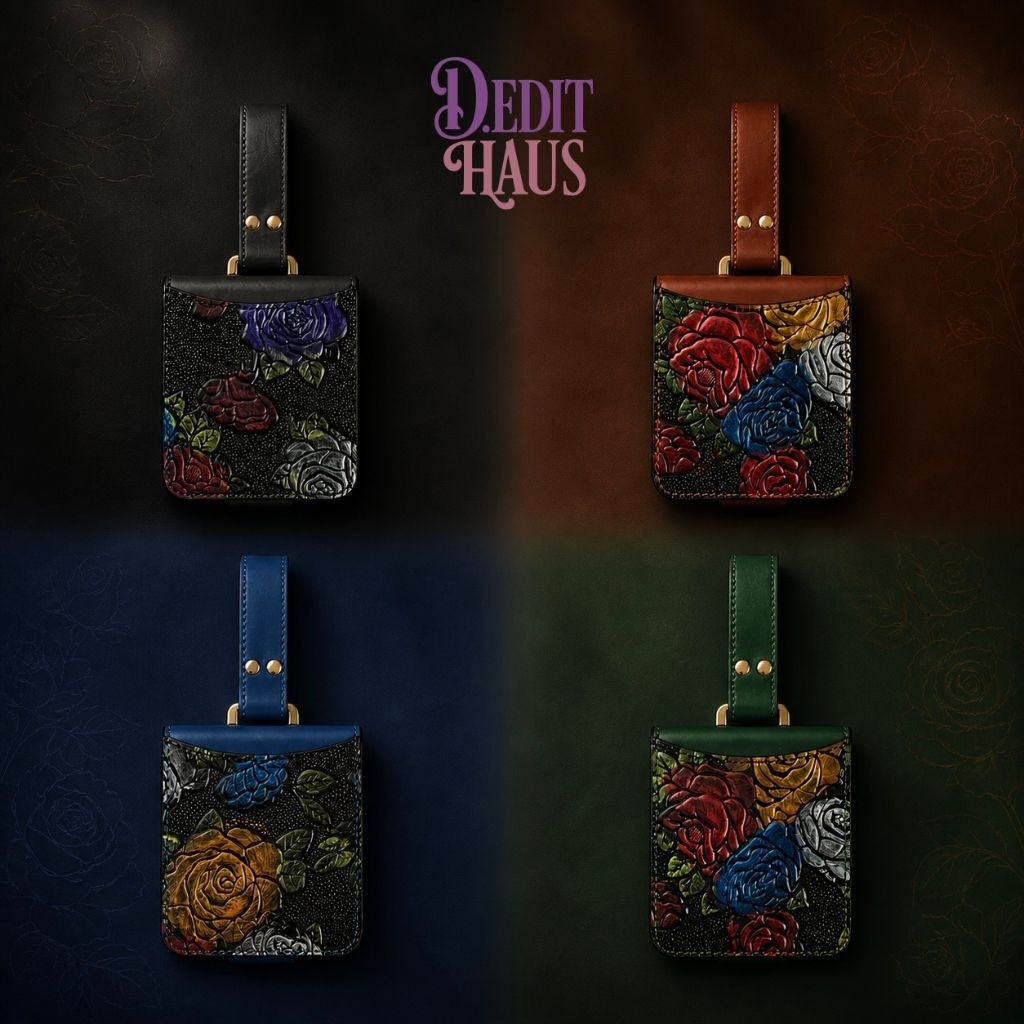 D. EDIT HAUS — Floral Luxe Leather Case🌹 เคส Samsung Z Flip 7 พร้อมส่ง