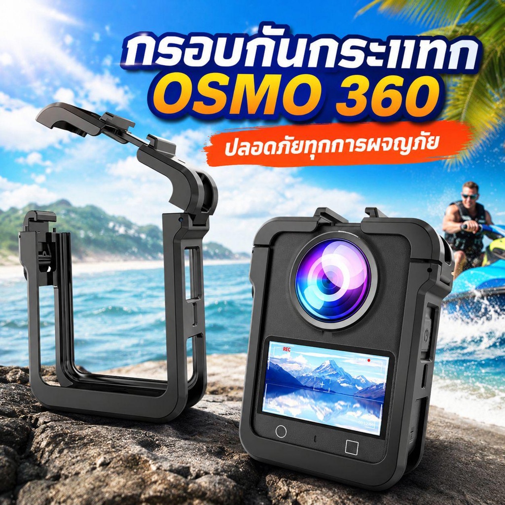 เคสเฟรม Rabbit Cage สำหรับ DJI OSMO 360 เคสป้องกันกล้อง กรอบป้องกัน กันกระแทก พร้อมฐานแม่เหล็ก รองรับ Cold Shoe ติดตั้งง