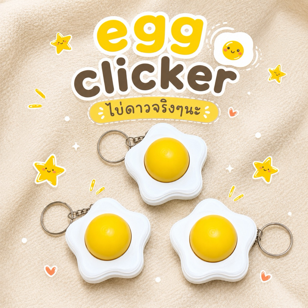 คลิกเกอร์ไข่ดาว egg clicker พวงกุญแจไข่ดาว ของเล่นไข่ดาว ของเล่นปุ่มกด