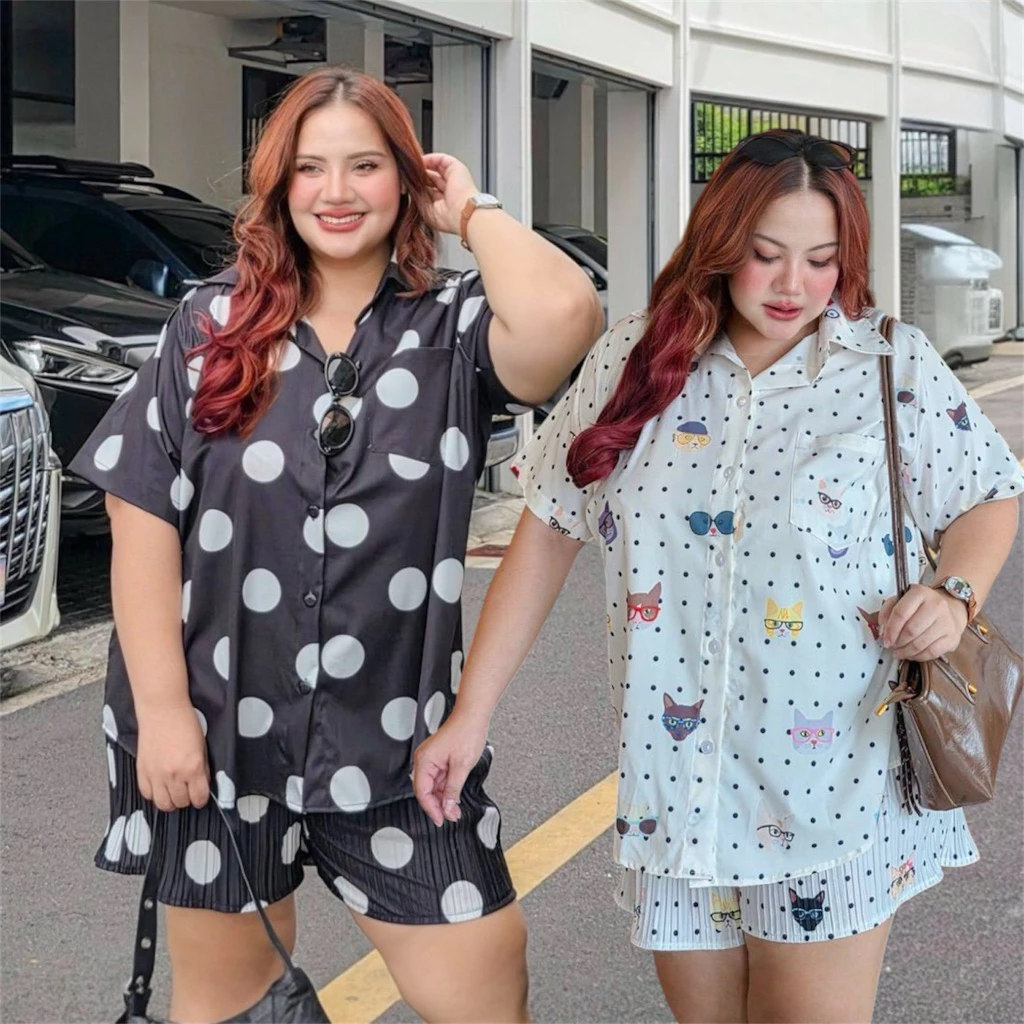 Pretty Perfect Set ชุดเซ็ต 2 ชิ้น <เสื้อเชิ้ต +กางเกงพรีส ขาสั้น> อก40-66นิ้ว