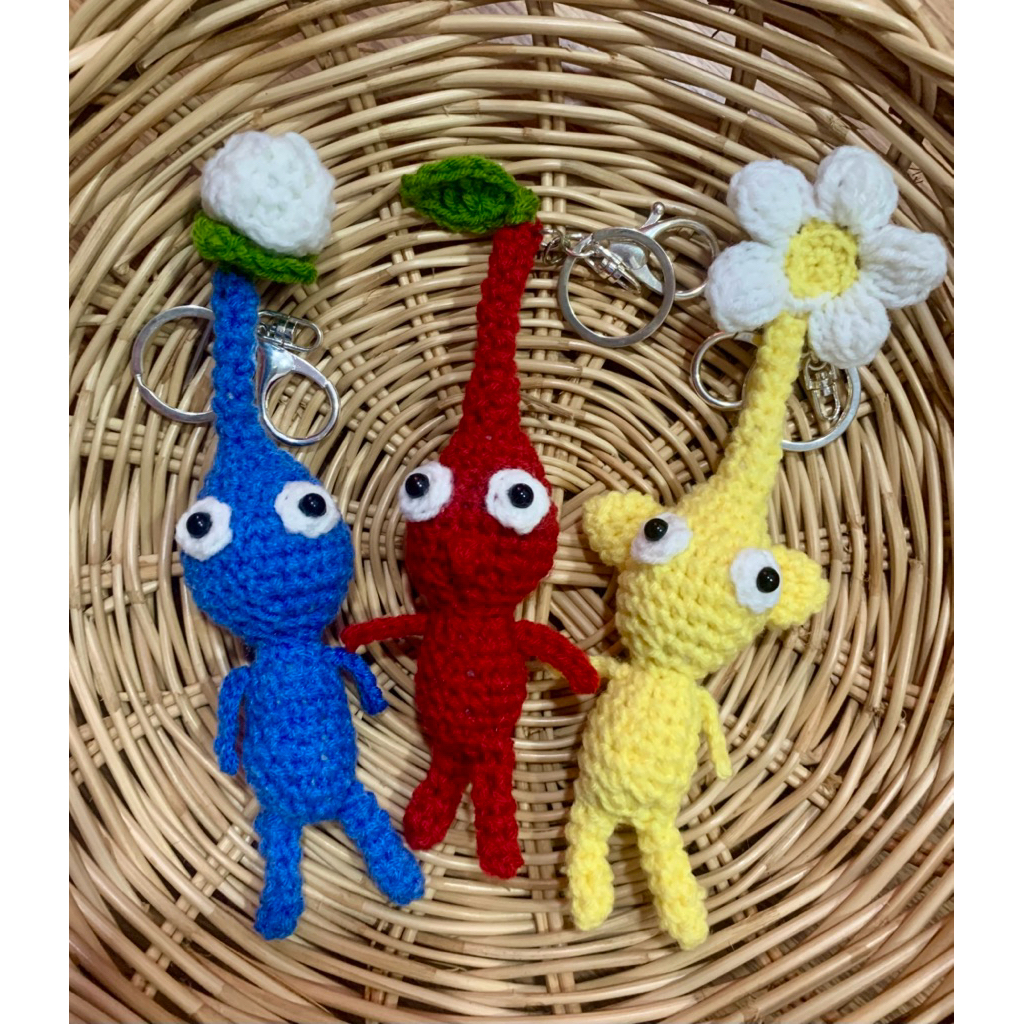 👽พวงกุญแจpikmin👽พวงกุญแจไหมพรม🌼pikmin keychain🌼🌹1-2วันจัดส่ง