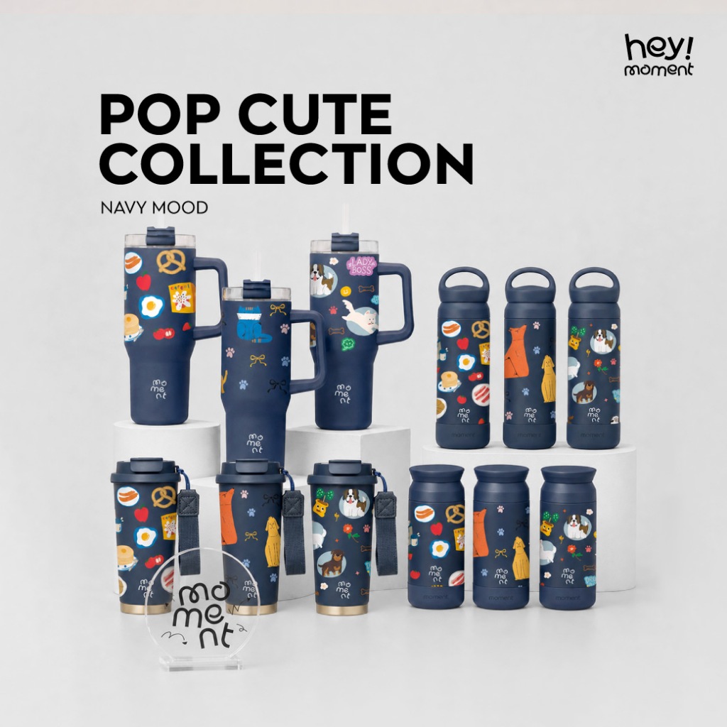 [รวมทรง] Moment แก้วเก็บความเย็น SUS316+เซรามิก รุ่น POP CUTE COLLECTION (สีกรม) สีน้ำเงินกรมท่าเรีย