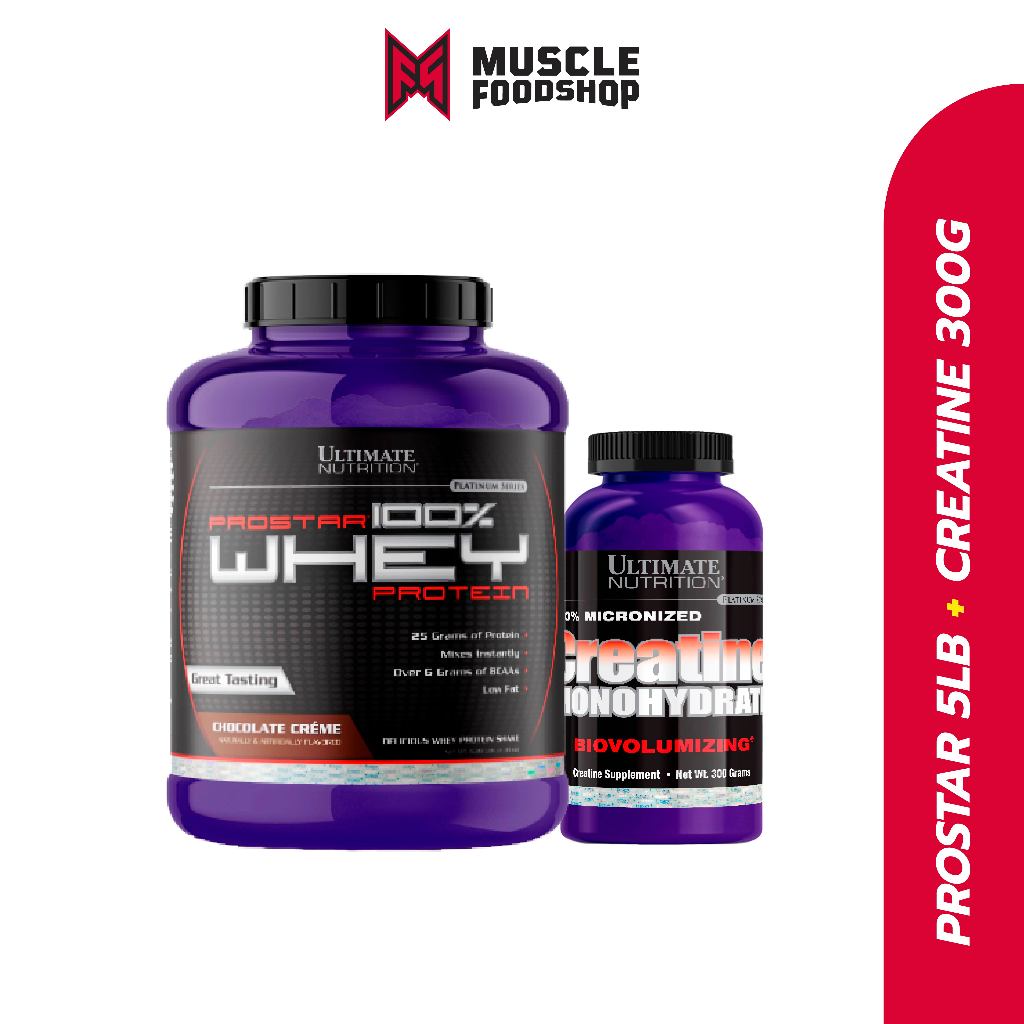 [เซ็ตBundle] Ultimate Nutrition Prostar 5lb + Creatine 300g (Prostar มี2รส Choc และ Vanilla)