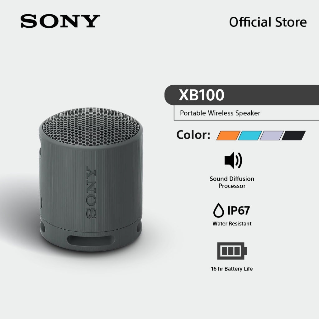 Sony SRS-XB100 ลำโพงไร้สายแบบพกพา ตัวเครื่องขนาดกะทัดรัด เสียงที่ทรงพลังและชัดเจน