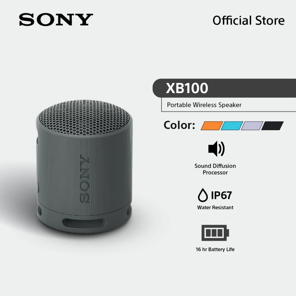 Sony SRS-XB100 ลำโพงไร้สายแบบพกพา ตัวเครื่องขนาดกะทัดรัด เสียงที่ทรงพลังและชัดเจน
