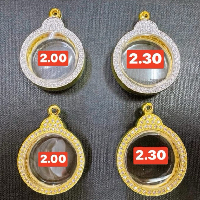 กรอบพระอิตาลีฝังเพชร #ทรงกลม ระยะจอ 2.00 ซม. ใส่ได้ทุกรุ่นตามระยะที่แจ้ง สอบถามร้านค้าก่อนสั่ง #กรอบพระ