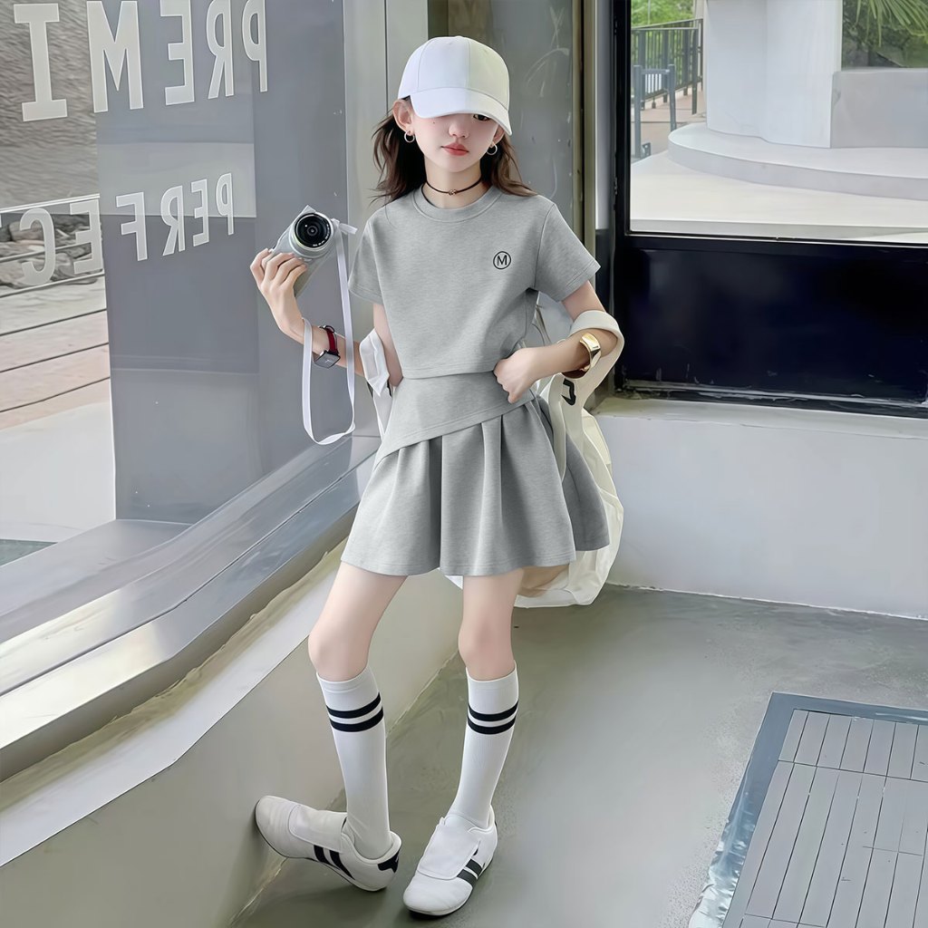 Beryl kidsชุดเซ็ทเด็กสาวแฟชั่นสไตล์เกาหลี เสื้อ + กระโปรง รูปที่ 8