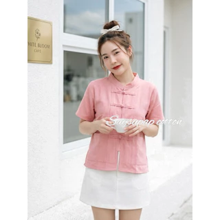เสื้อผ้าฝ้ายคอจีนกระดุมขอดผู้หญิง