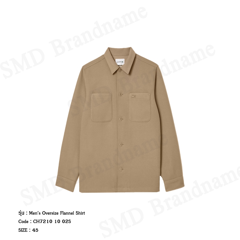 Lacoste เสื้อเชิ้ตแขนยาวผู้ชาย รุ่น Men's Oversize Flannel Shirt Code: CH7210 10 02S