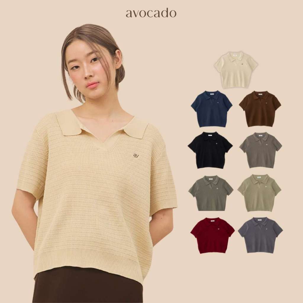 avocado - Lunar Polo Tops เสื้อโปโลแขนสั้น ใส่สบาย  ใส่ได้ทุกวัน I อกได้ถึง 52"