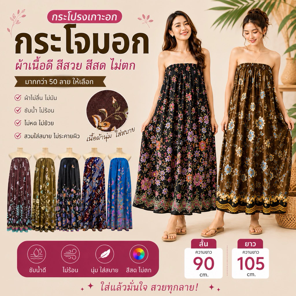 ผ้าถุงอาบน้ำ ผ้าถุงเอวยางยืด ผ้าถุงอาบน้ำผู้ใหญ่ ยางยืดคุณภาพดี กระโจมอก มีเก็บปลายทาง🎉 N01