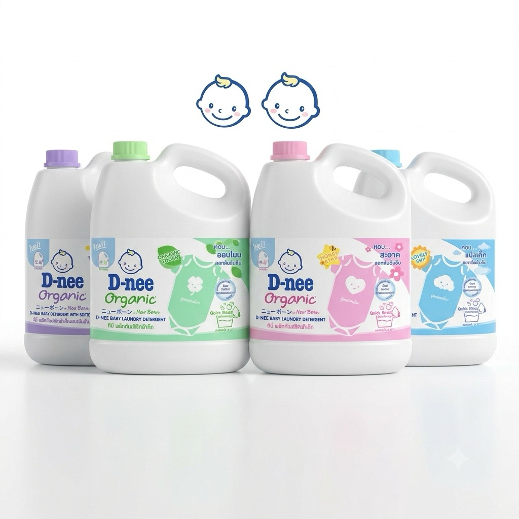 D-nee ดีนี่ ผลิตภัณฑ์ซักผ้าเด็ก น้ำยาซักผ้าเด็ก Organic New Born แกลลอน 2,500-2,800 มล. x1