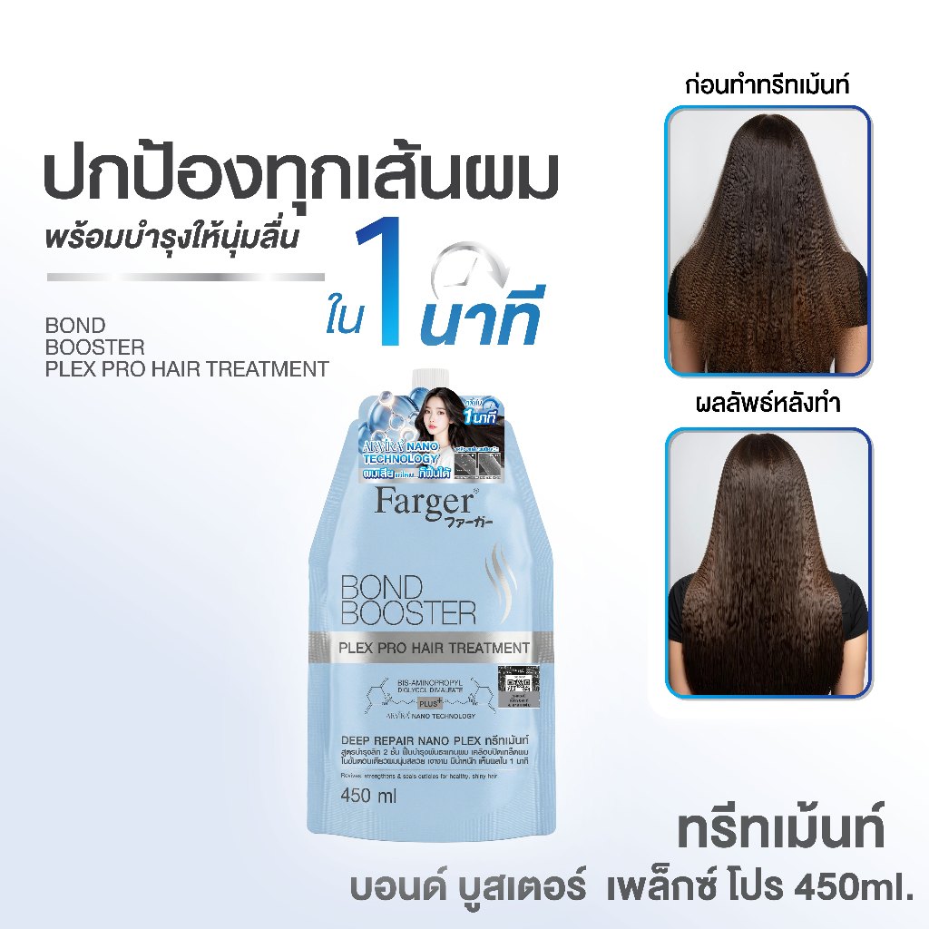 [New] Farger Bond Booster Plex Pro Hair Treatment ทรีทเม้นท์ บำรุงลึก2ชั้น ฟื้นบำรุงพันธะแกนผม เคลือบปิดเกล็ดผม 450 มล.