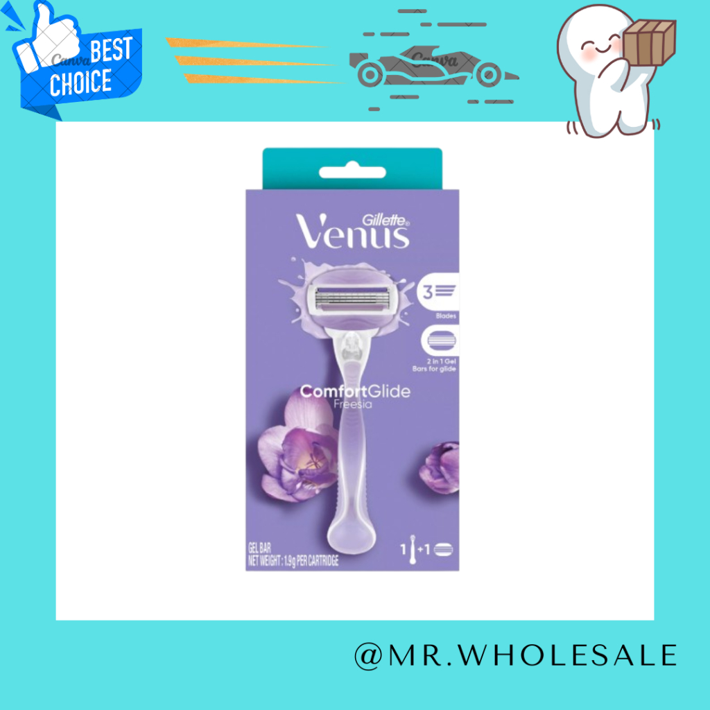 [ใหม่] Gillette Venus ComfortGlide Freesia Razor + Blade Refill ยิลเลตต์ วีนัส คอมฟอร์ทไกลด์ ฟรีเซีย มีดโกน พร้อมใบมีด