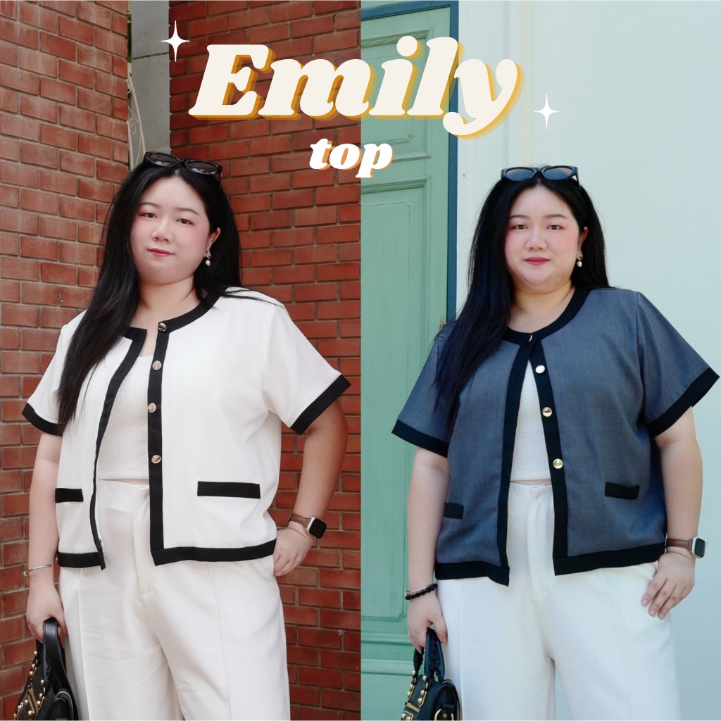 (ส่ง20ก.ย.)Emily Top เสื้อ 2Tone ตัดขอบดำ เรียบหรูดูแพง #เสื้อผ้าสาวอวบ #เดรสสาวอวบ #ชุดทำงานสาวอวบ Plussize