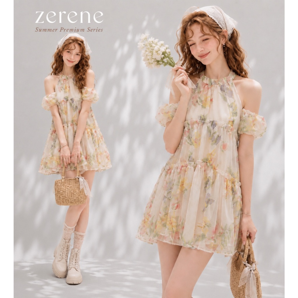 New Color LABELLE รุ่น Zenere Dress เดรสสั้นเเขนบอลลูน