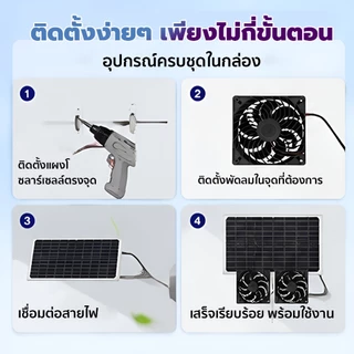 พัดลมระบายอากาศโซล่าเซลล์ พัดลมดูดอากาศพลังงานแสงอาทิตย์ 4 พัดลม กันน้ำ ระบายความร้อน ประหยัดไฟ ใช้ในบ้าน โรงเรือน โรงงา