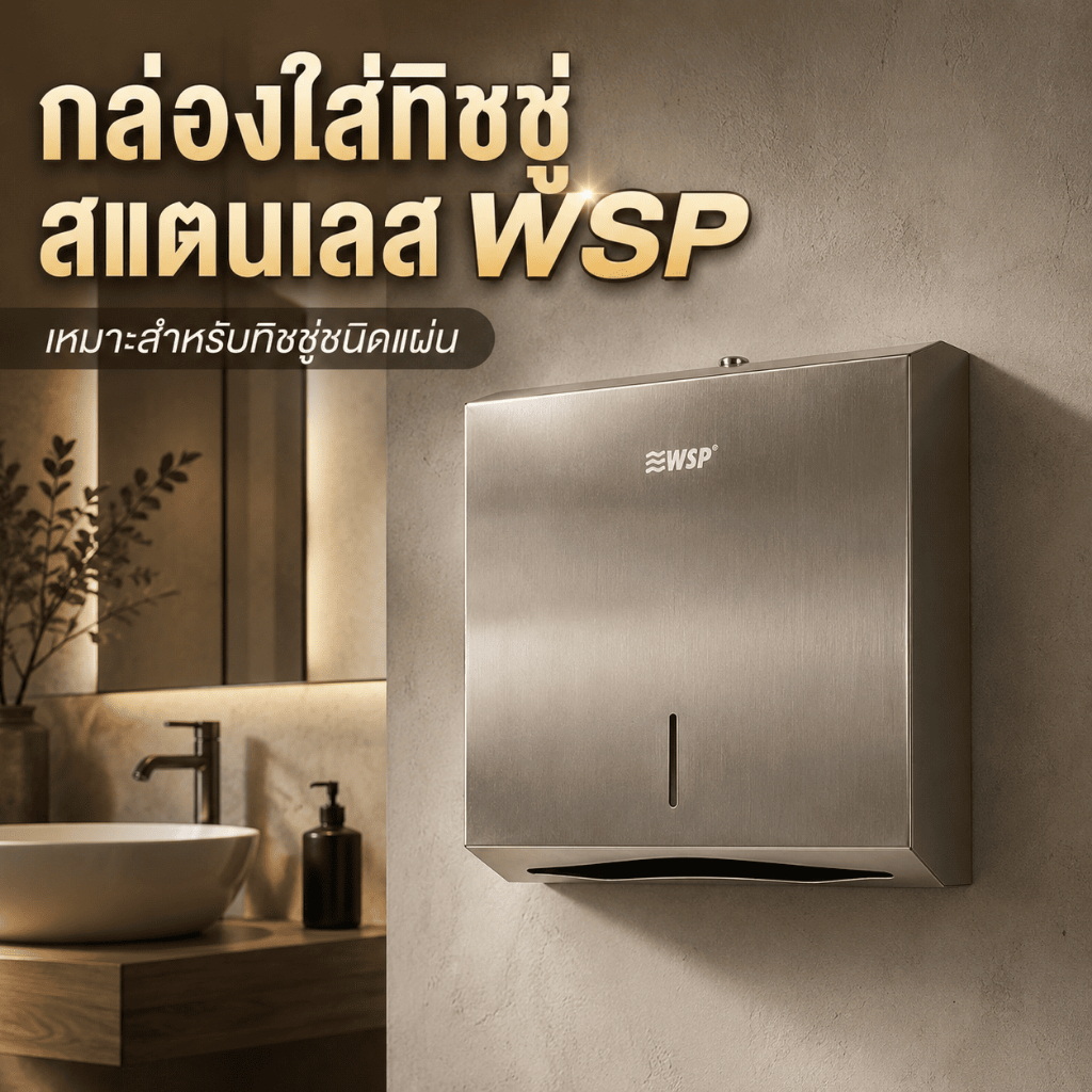 กล่องใส่ทิชชู่สแตนเลส WSP ชนิดแผ่น สแตนเลส 304 สำหรับติดตั้งภายในห้องน้ำ *มีกุญแจ รุ่น TPS-204