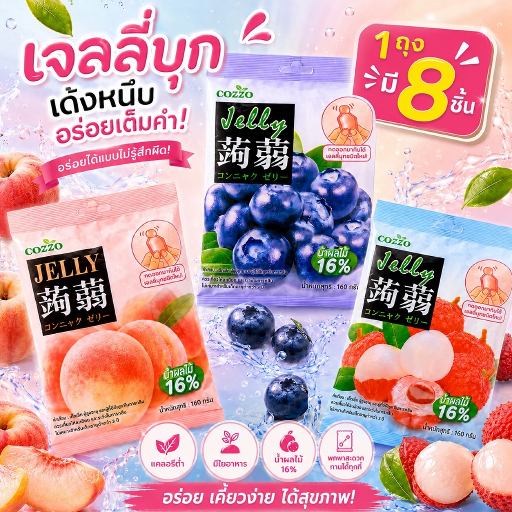 [3 ชิ้น 120] Cozzo คอลยัคคุเยลลี่ รสผลไม้ต่างๆ