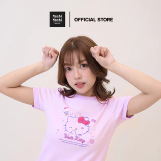 Moshi Moshi เสื้อยืดคอกลม เสื้อยืด ลาย Hello Kitty ลิขสิทธิ์แท้จากค่าย Sanrio รุ่น 6100007800-7803