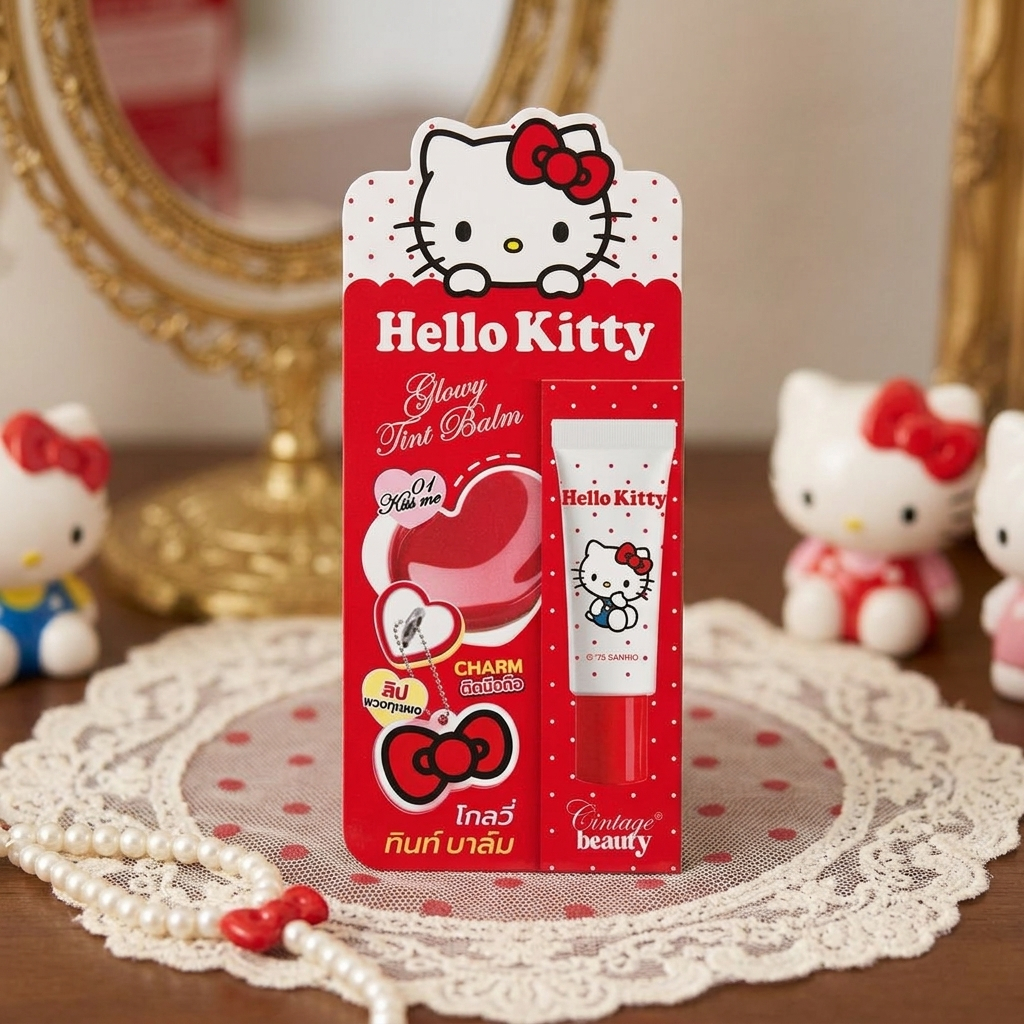 ซินเทจบิวตี้ Cintage Hello Kitty Glowy Tint Balm โกลวี่ ทินท์ บาล์ม #01 Kiss Me