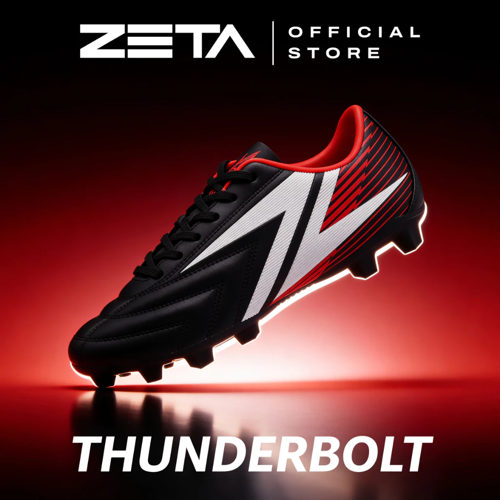 ZETA ซีต้า รองเท้าฟุตบอล รุ่น THUNDERBOLT ZTFSC01AS BLACK/SILVER *เบา ทน เกาะสนามดี เคลื่อนไหวมั่นใจ*