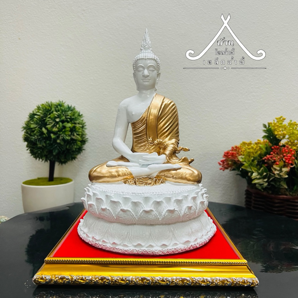 พระปางสมาธิ (ปางตรัสรู้) แร่เหล็กน้ำพี้ หน้าตัก 5 นิ้ว ฐาน 6 นิ้วสูง 9 นิ้ว แถมฟรี ฐานรอง
