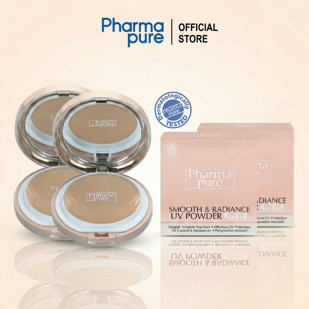 โปรโมชั่น 2 ชิ้น PharmaPure Smooth&Radiance SPF50 แป้งผสมรองพื้น เนื้อแมทท์ สำหรับผิวผสม-มัน แพ้ง่าย