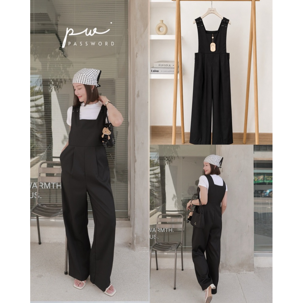 🌈🌿🌼🌸🌺🖤🇰🇷Cotton BiB SQ Collar Long Pant
