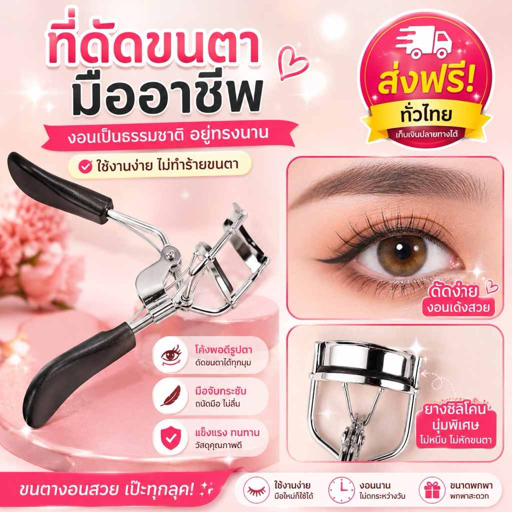 kingshopping (ร้านไทย)K443 ที่ดัดขนตา  ดัดแล้วขนตางอนเด้งอย่างเป็นธรรมชาติ (อุปกรณ์แต่งหน้า ความงาม ผู้หญิง)