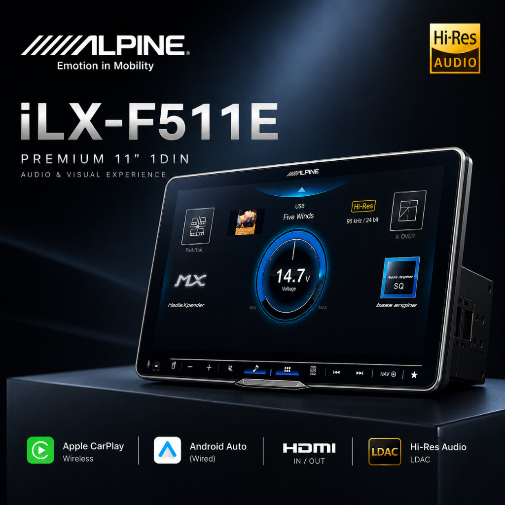 ALPINE iLX-F511E จอยักษ์11นิ้ว 1DIN ไฮเอนด์แท้ จอชัดHD สตรีมเพลงชัดระดับHi-Res(LDAC) คาร์เพลย์ไร้สาย